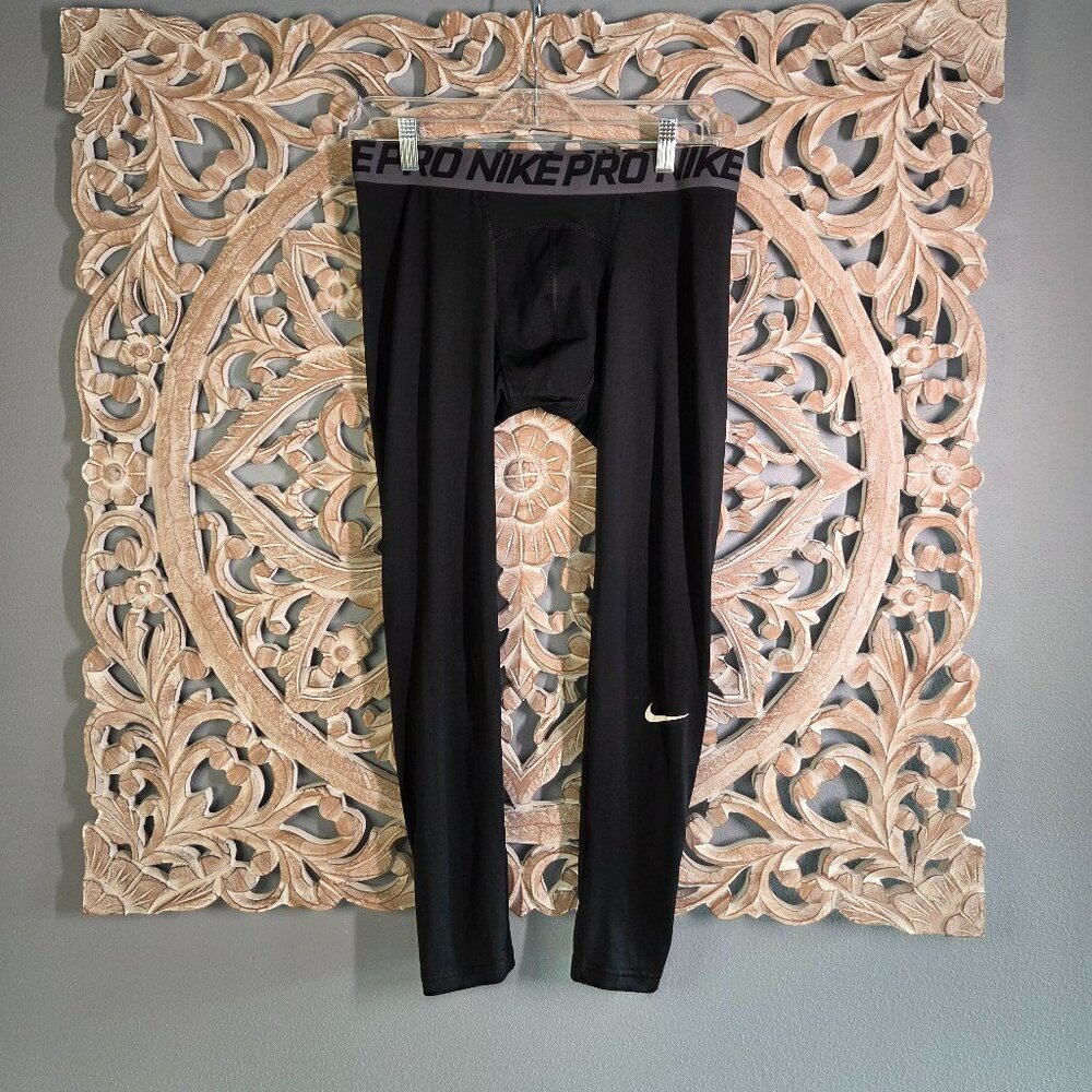 Nike Pro Black Compression Training Tights Leggings size Large